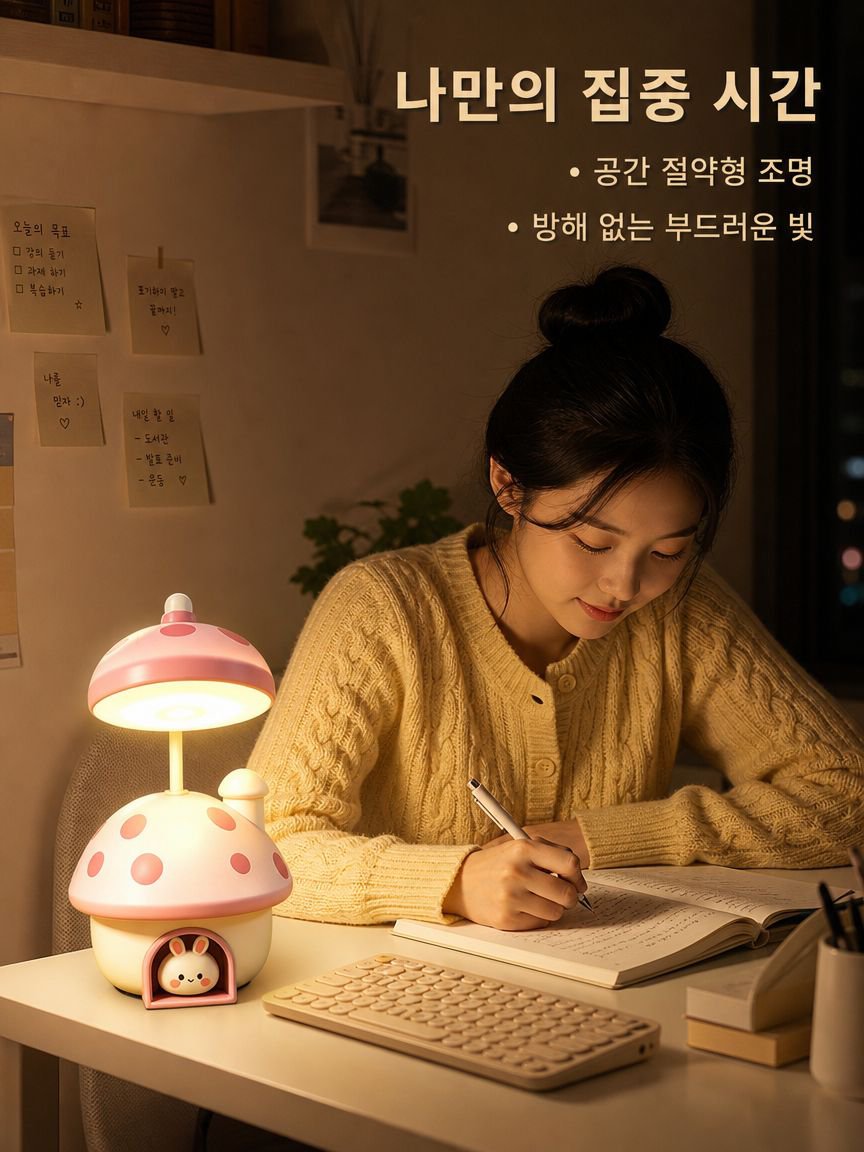 버섯집 토끼 미니 스탠드 USB 충전식
