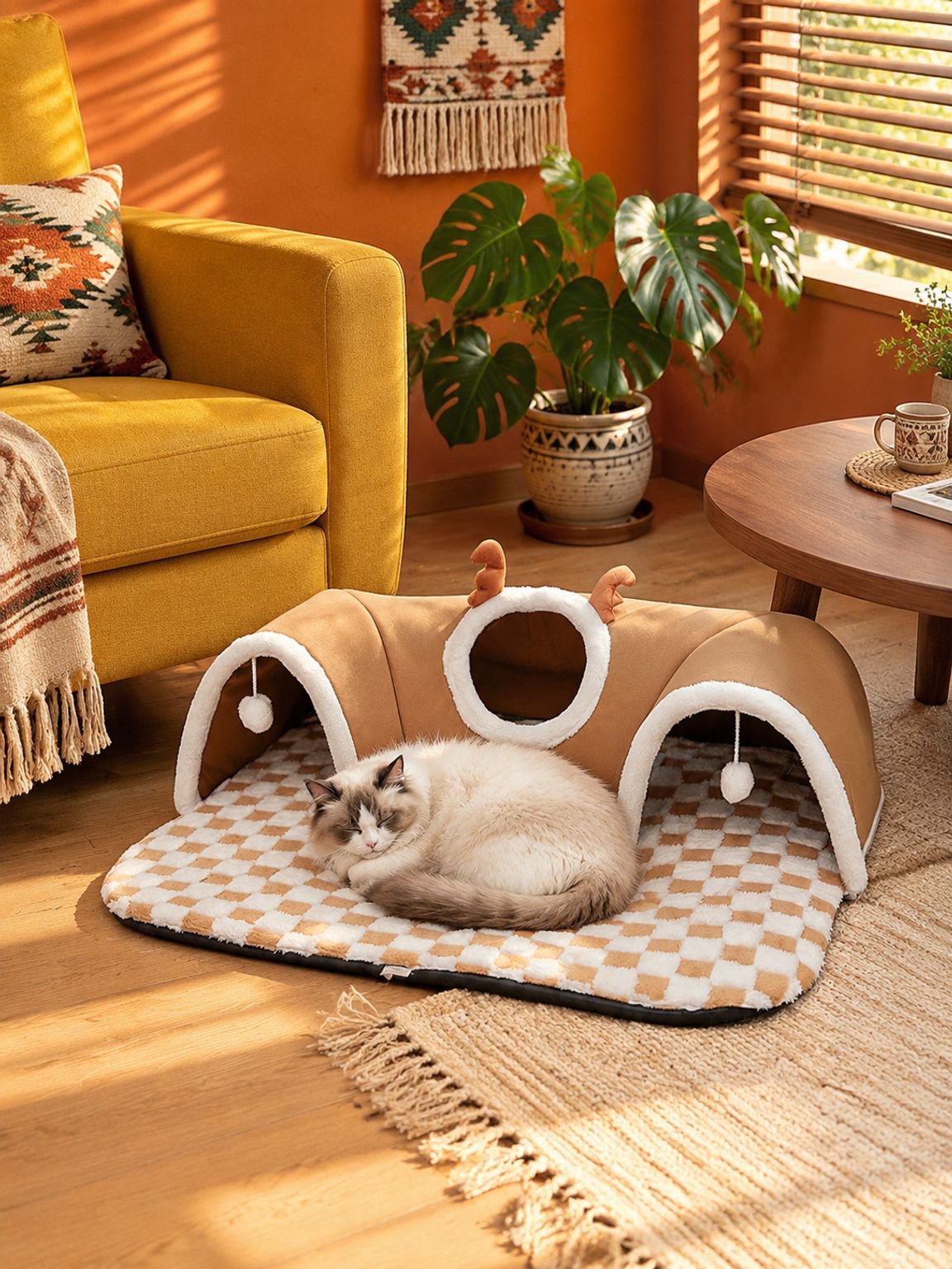 Cueva moderna para gatos diseñada para seguridad y confort