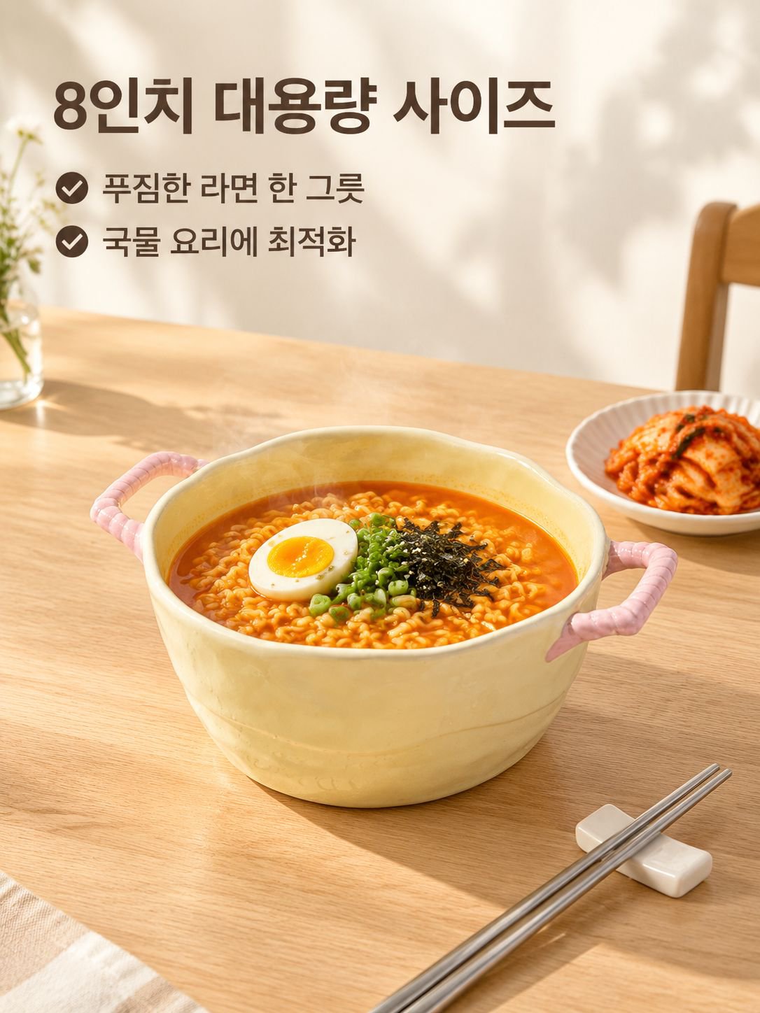 대용량 손잡이 국그릇 나사분면 그릇 라면 그릇