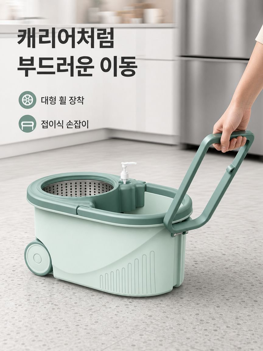 가정용 물걸레통세트 게으름뱅이 물걸레 손세탁 회전구동 물걸레통세트 탈수