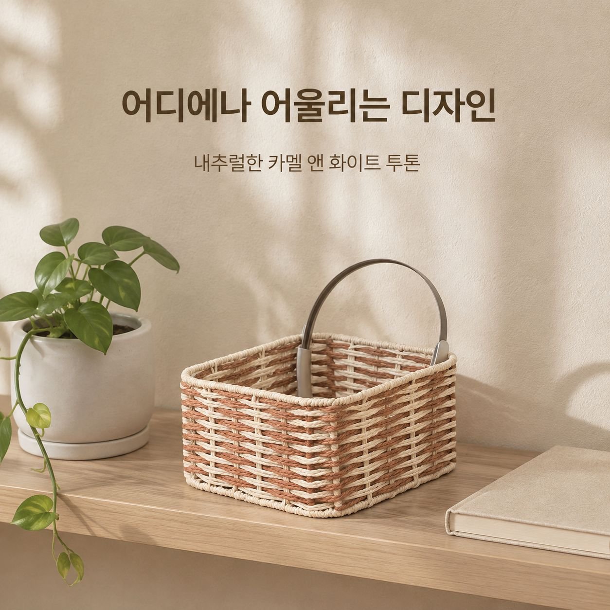 책상용 직사각형 직조 수납 바구니