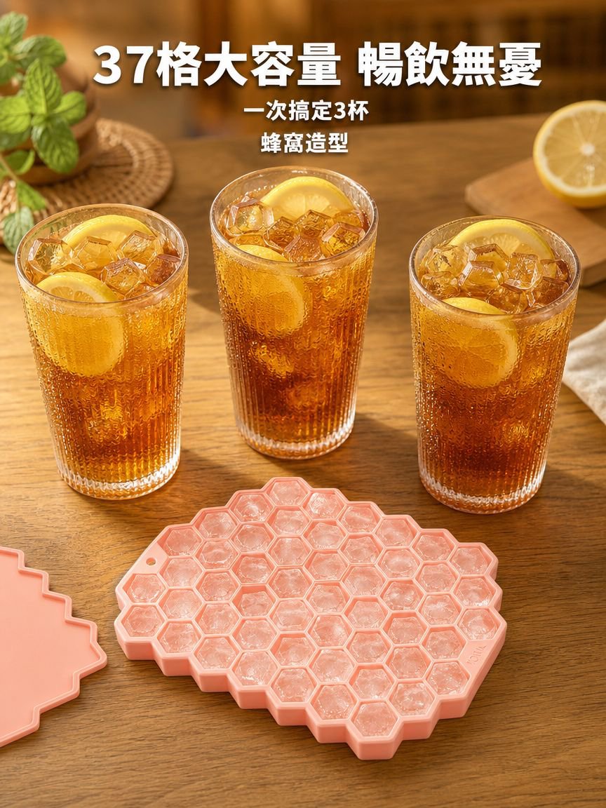 蜂窩矽膠製冰盒37格冰塊模具