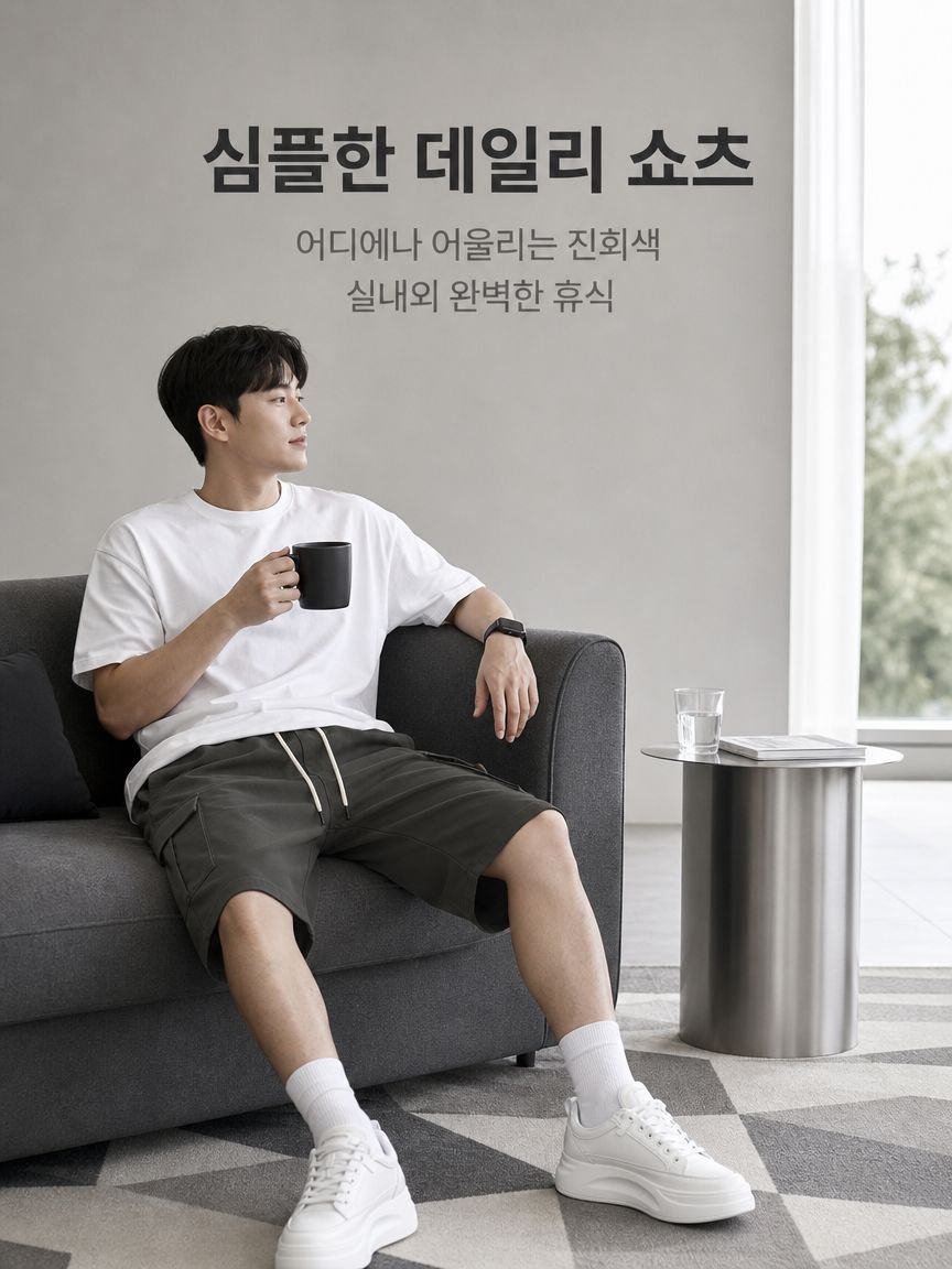 남성용 느긋한 스타일 7부 반바지