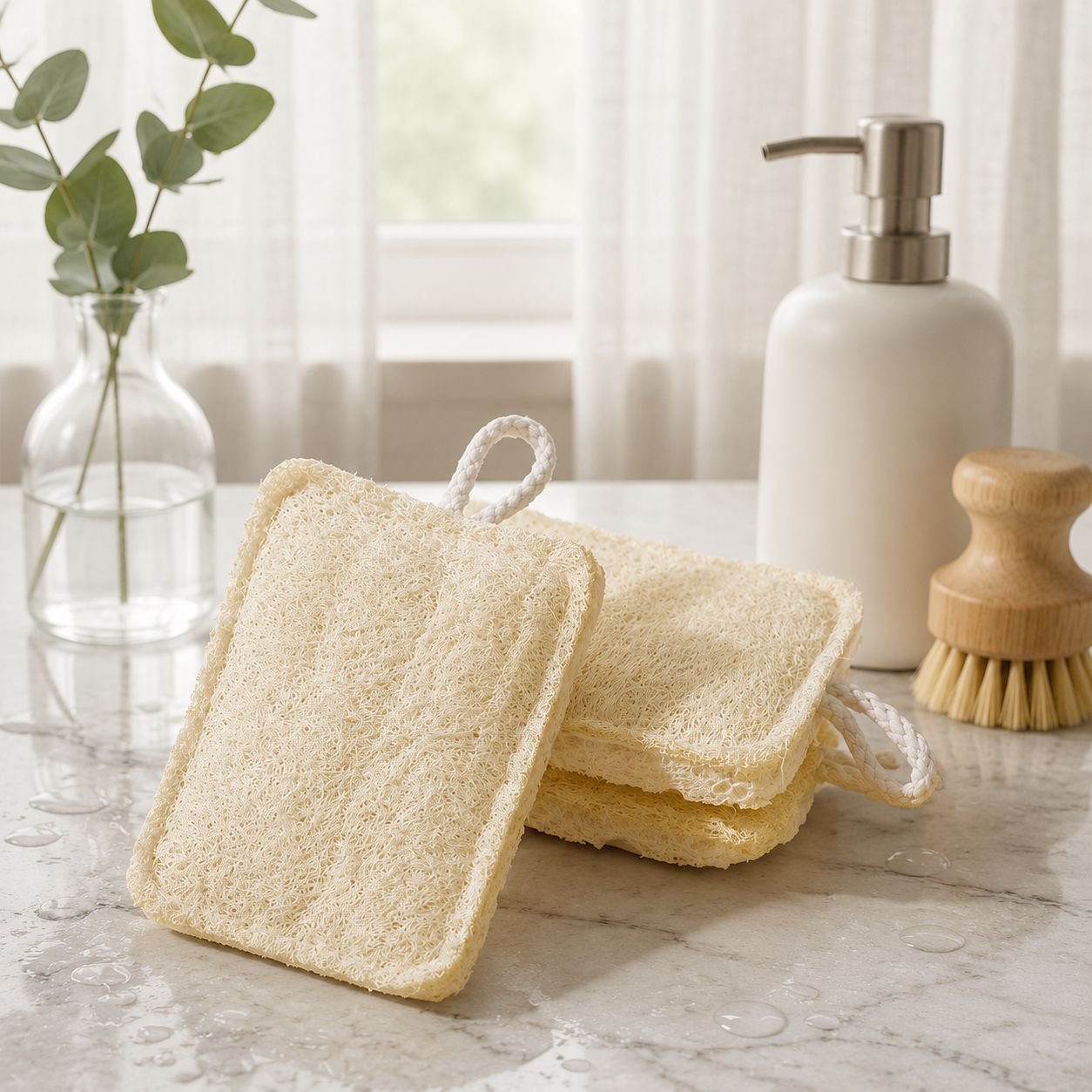 Natural wood pulp cotton sponge cleaning brush