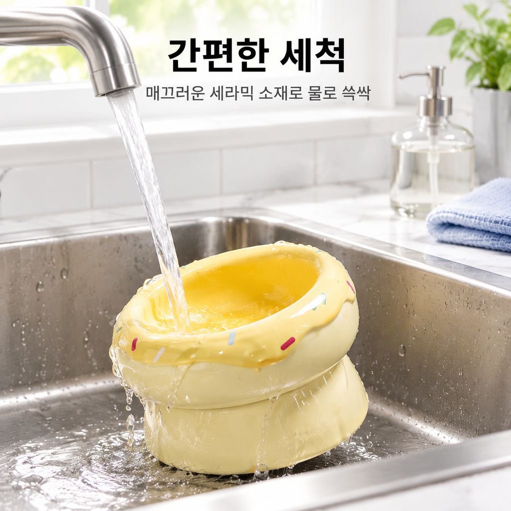 세라믹 스탠드 고양이 밥그릇 목 보호 애완동물 사료 그릇 넓은 입구 음식 그릇 이중 물그릇 방지