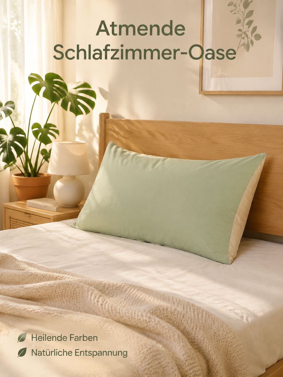 Schlichter Kissenbezug aus wasserwaschbarer Baumwolle auf Sofa
