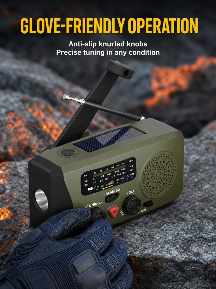 LED flashlight and radio combo for camping and hiking