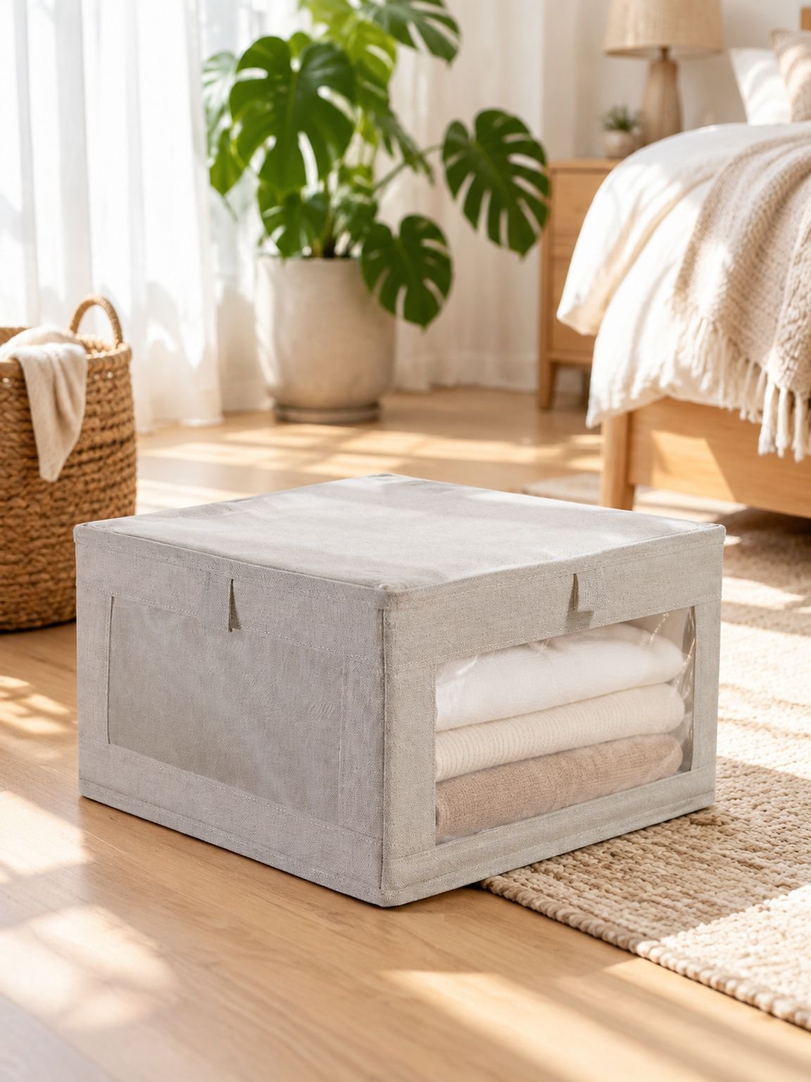 Faltbare Aufbewahrungsbox aus Baumwoll-Leinen für Kleidung