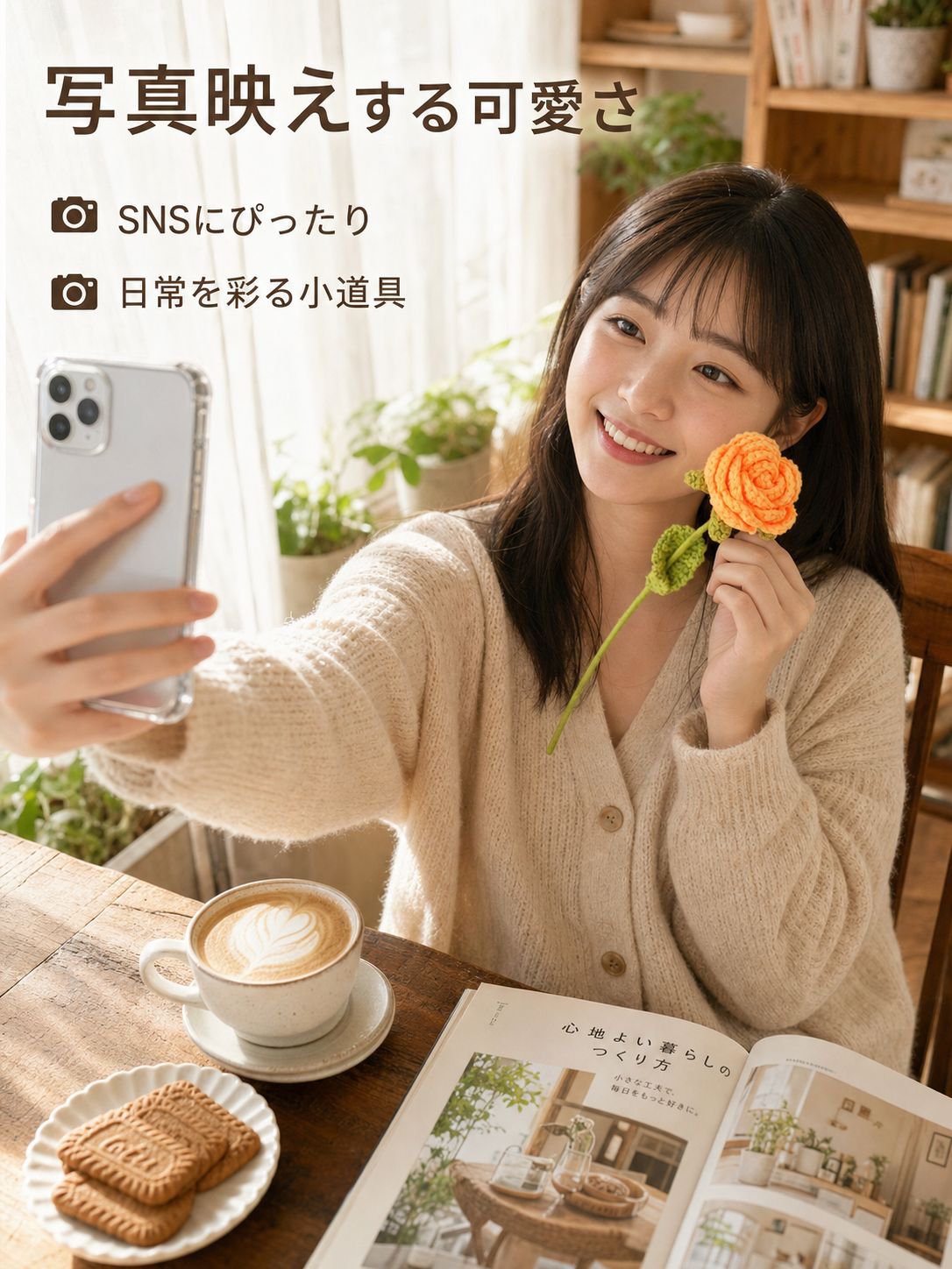 手編み毛糸のバラ
