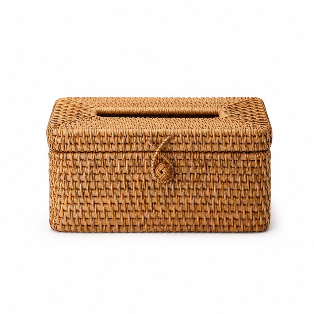 Nordic Style Rattan Tissue Holder Creative Square Paper Towel Box