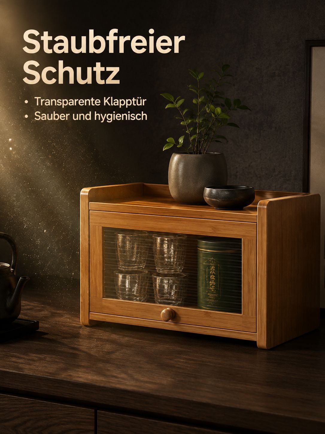 Becherhalter mit integriertem Ablagefach für Zubehör