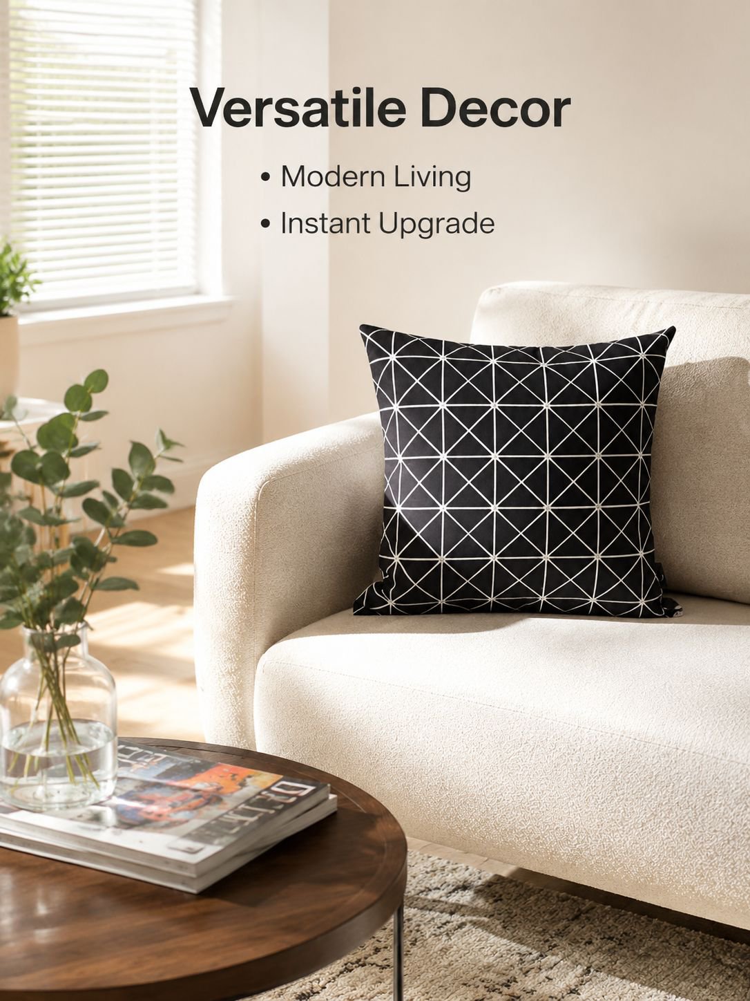 Geometric Black and White Cushion