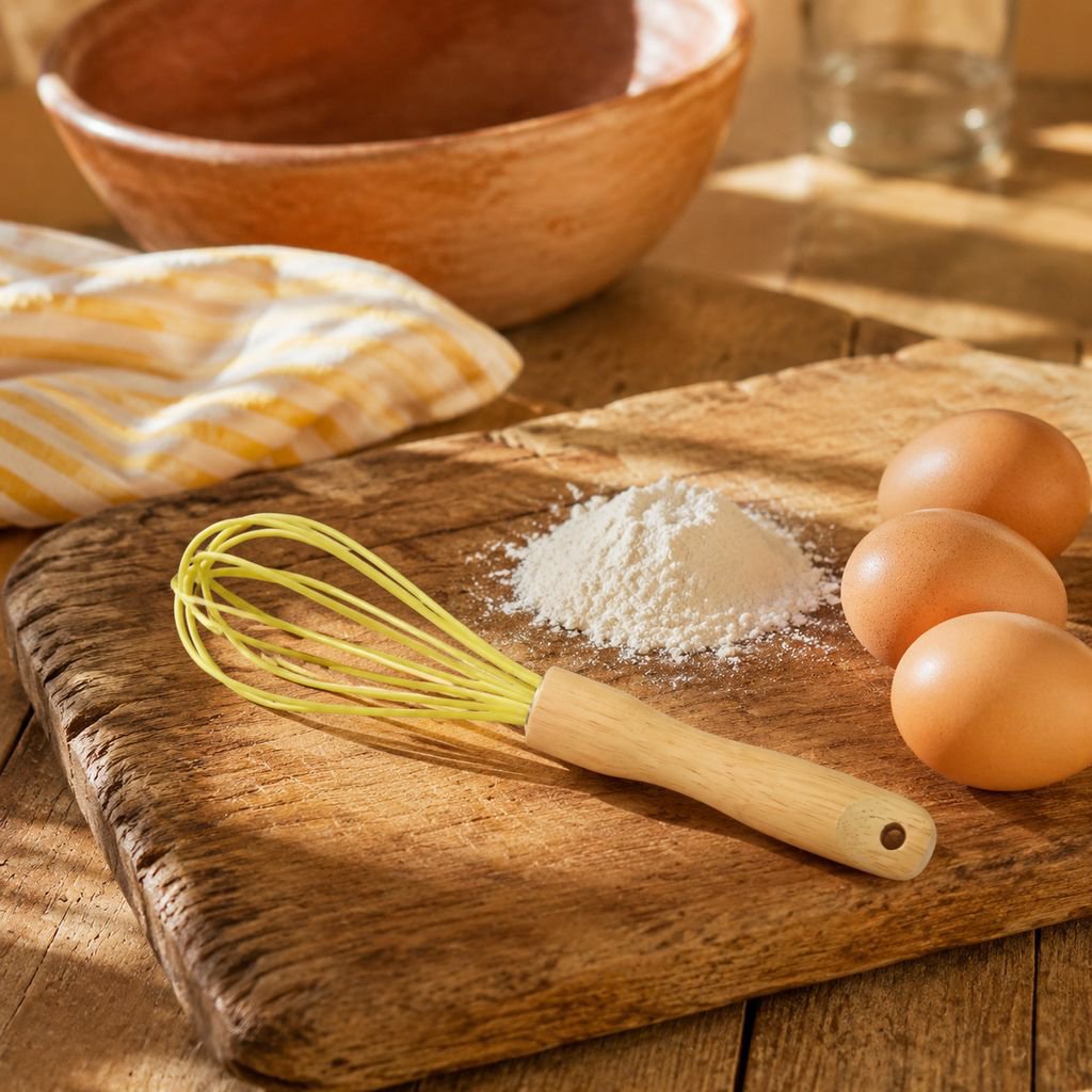 Batidor de huevos manual de silicona con mango de madera