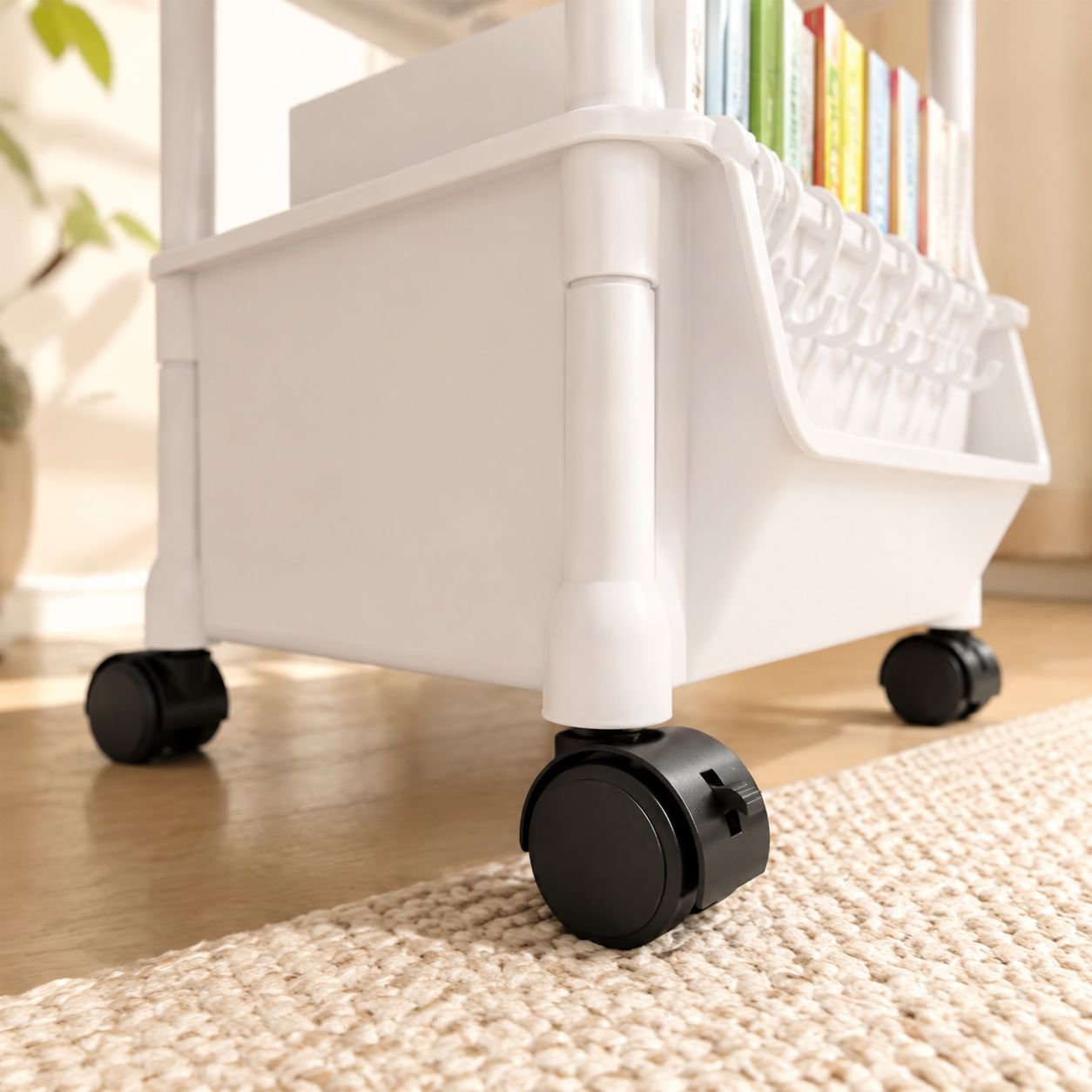 Space-saving portable bookshelf with multiple shelves