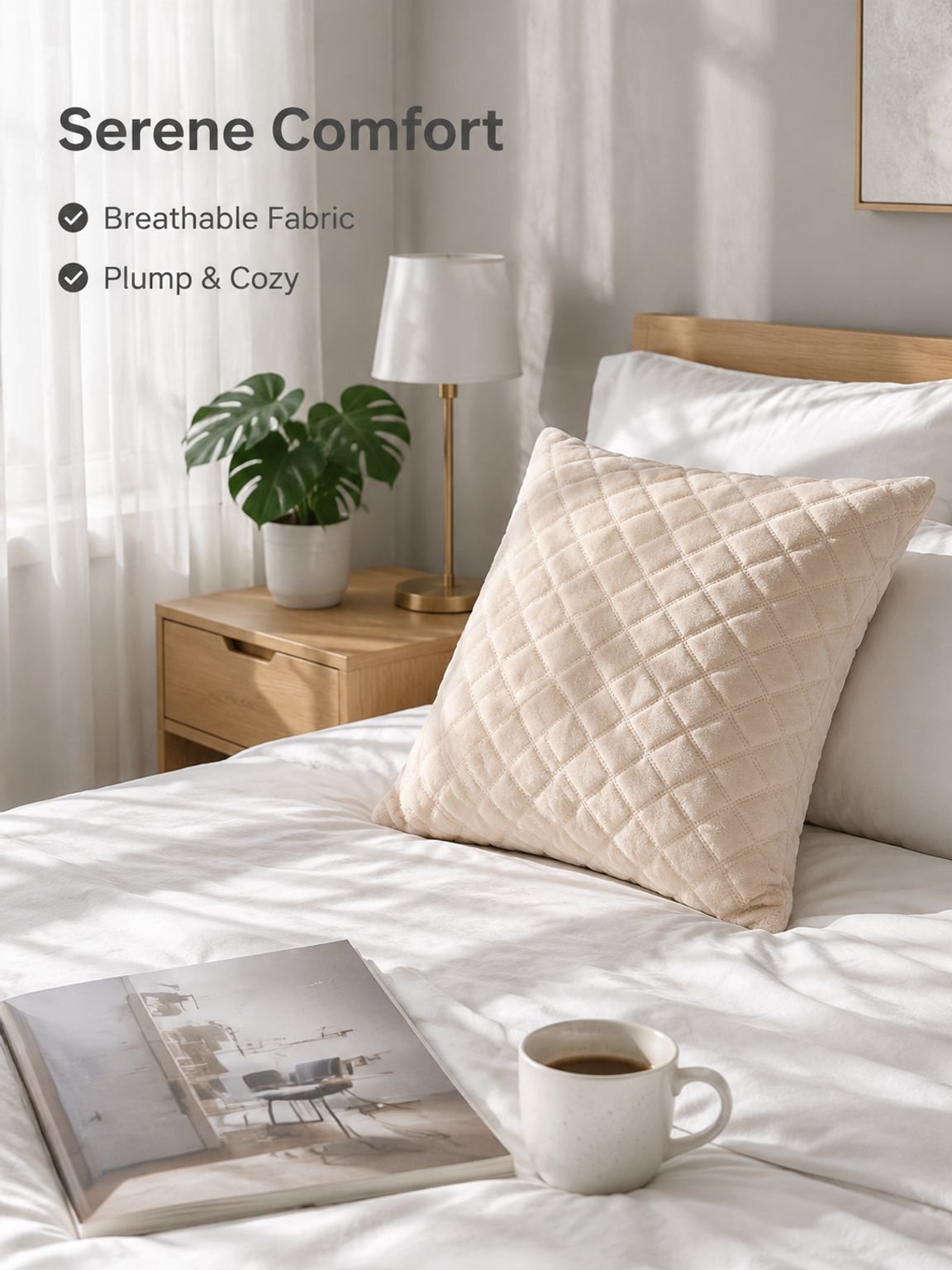 Plain quilted throw pillow