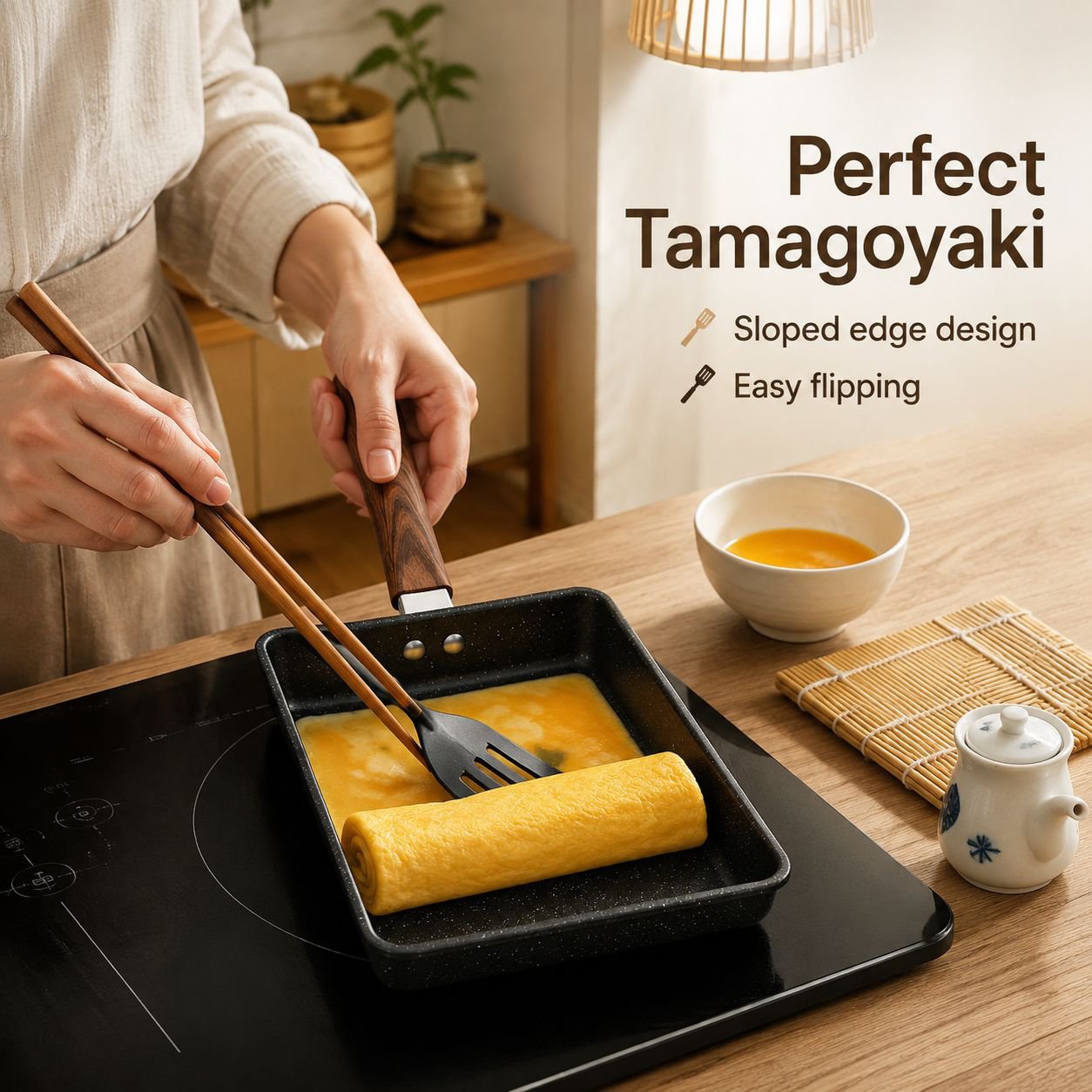 Anti-stick Rectangular Maifan Stone Omelette Pan