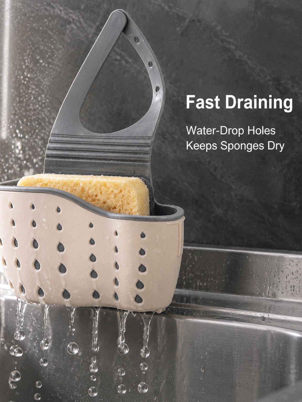 Kitchen Sink No-Drill Drain Storage Hanging Basket Multifunctional Organizer