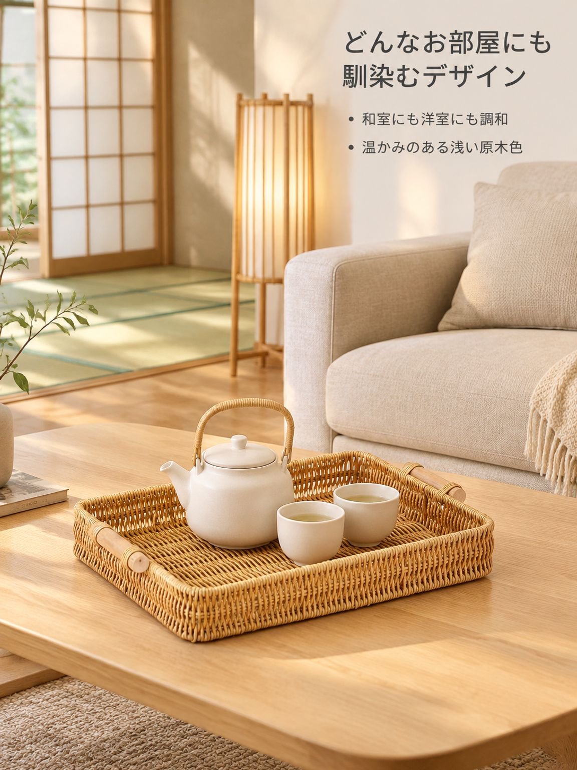 籐を模した手編みかご