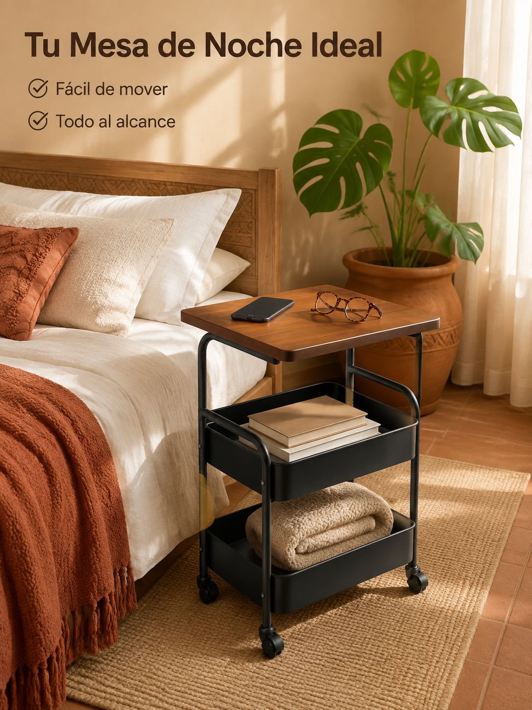 Mesa lateral fácil de mover para sofá