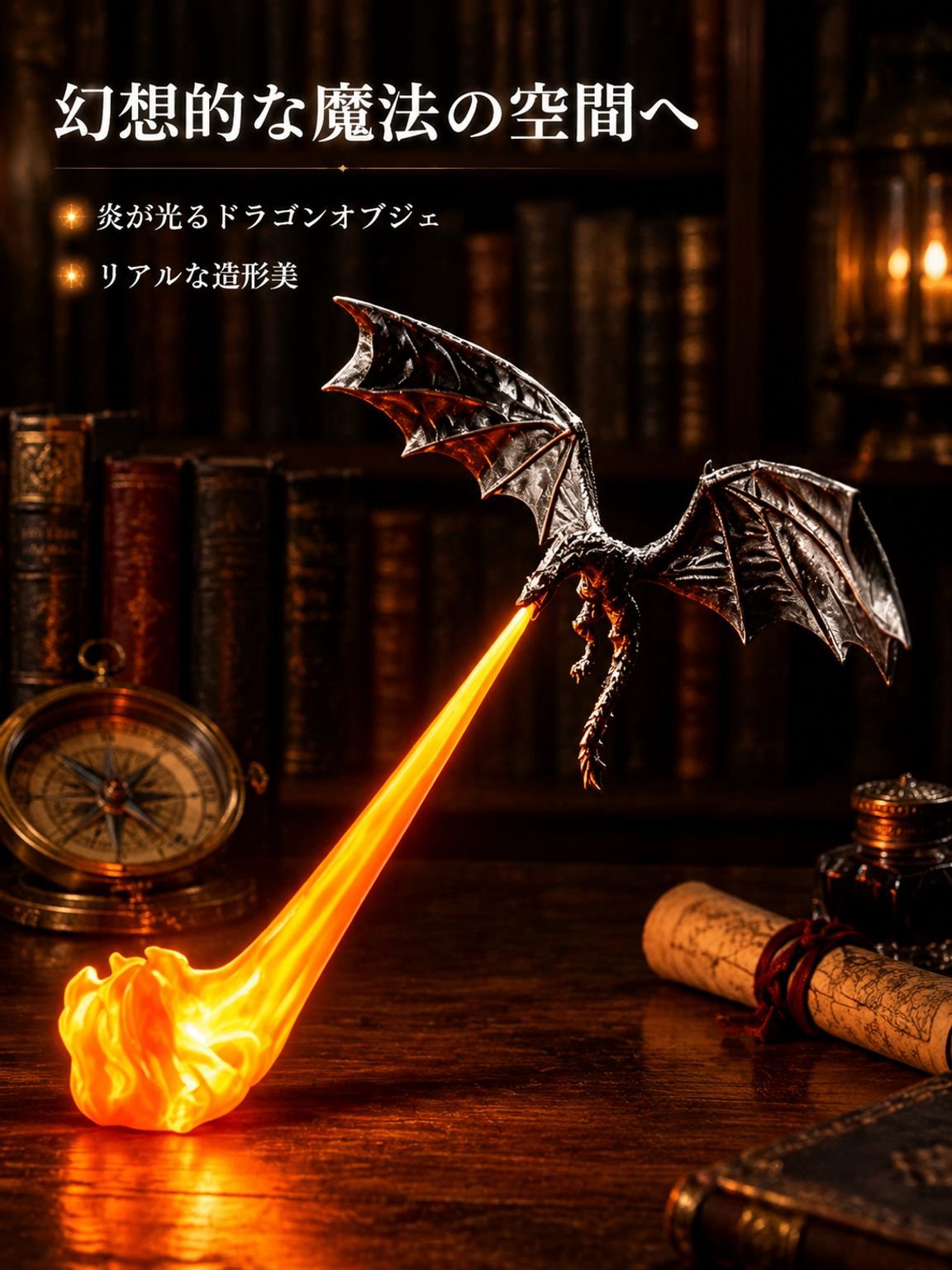 浮遊する液体ダイナミック発光ドラゴンオブジェ