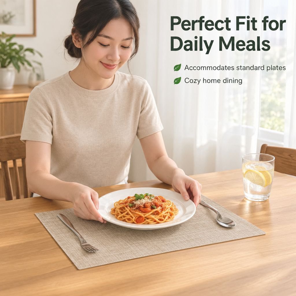 Nordic Linen Texture PU Leather Placemat Waterproof Heat Resistant Dining Table Mat