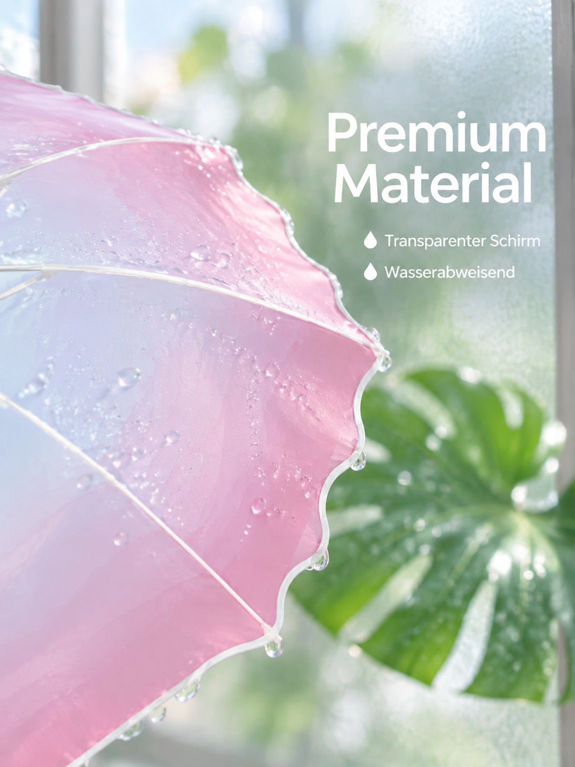  Transparenter Verlaufs-Regenschirm für Damen, automatische Öffnung, Wellenrand-Design