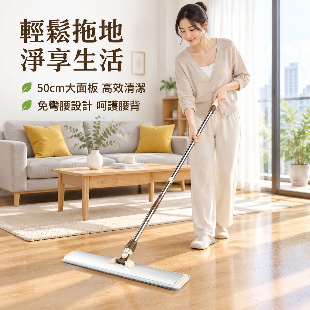 多功能不鏽鋼桿乾濕拖把