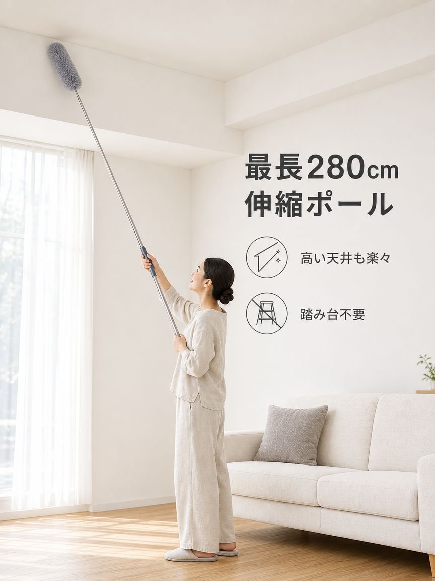 家庭用伸縮式マイクロファイバーハンディモップ