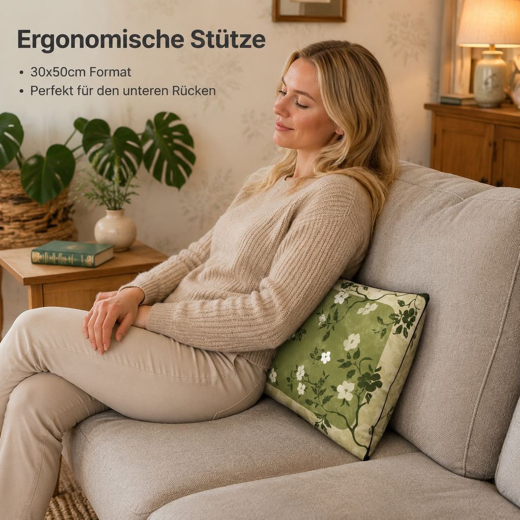 Rechteckiges Retro-Kissen in Hellgrün