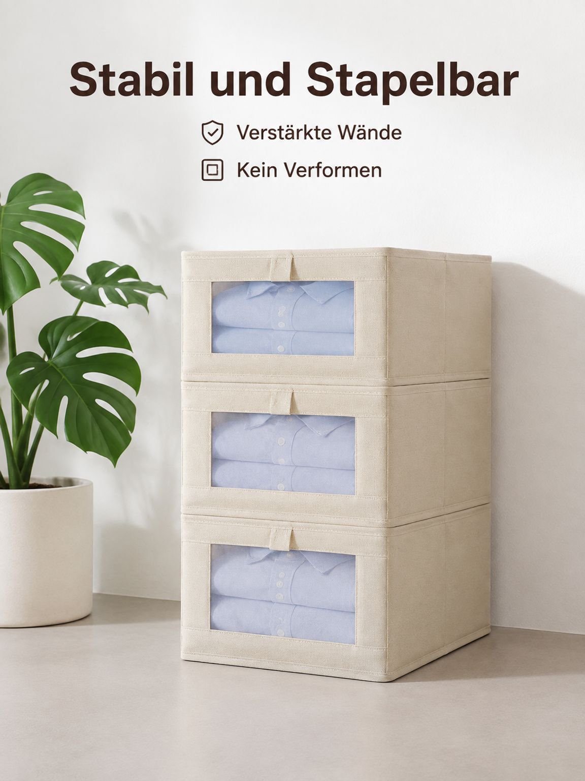 Faltbare Aufbewahrungsbox aus Baumwoll-Leinen für Kleidung