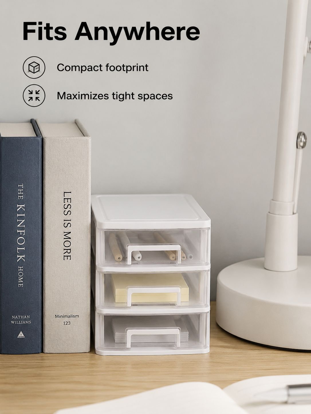 Transparent office organizer providing easy visibility of stored items