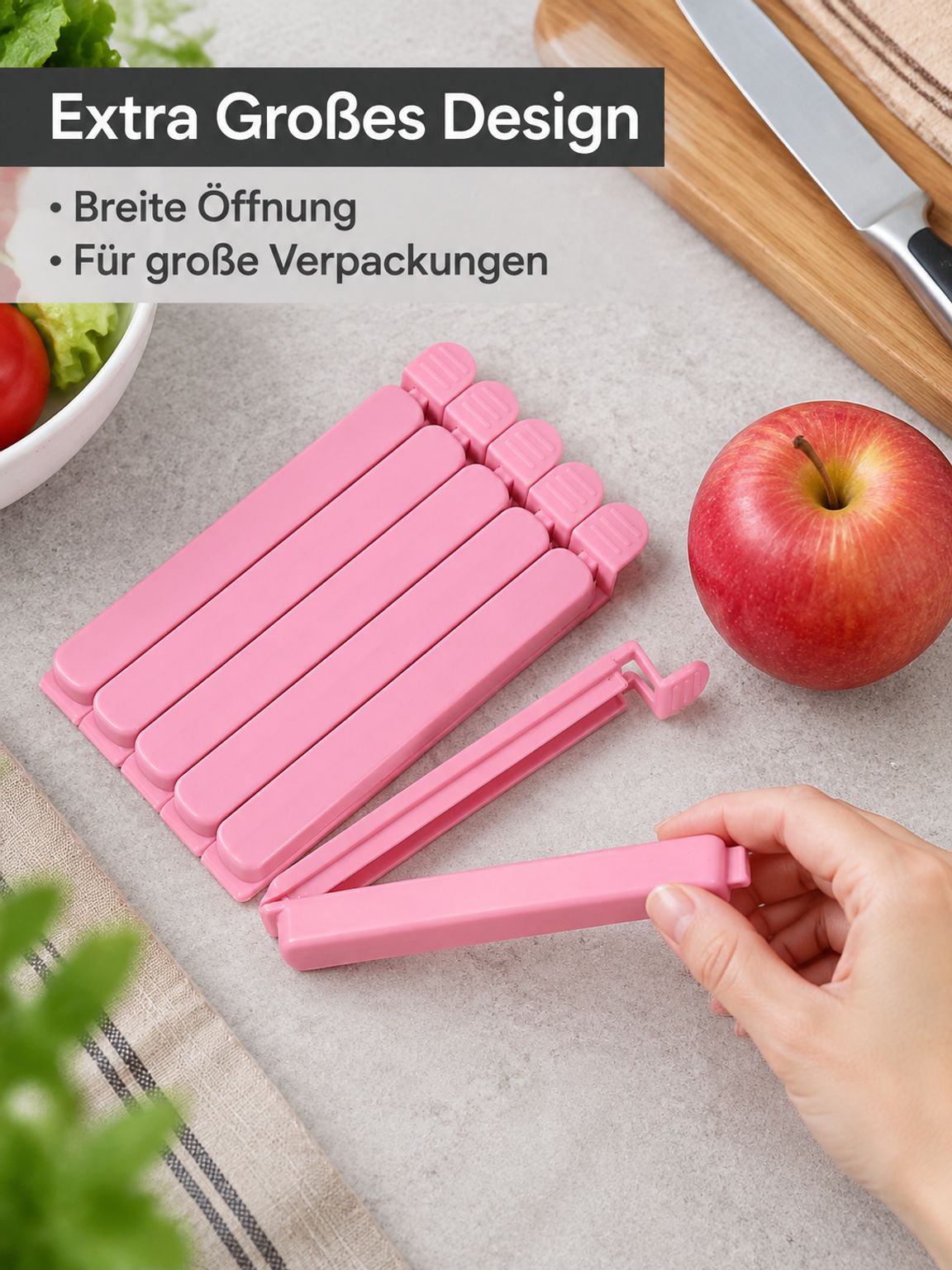 Nahaufnahme eines Beutelverschluss-Clips für den täglichen Gebrauch