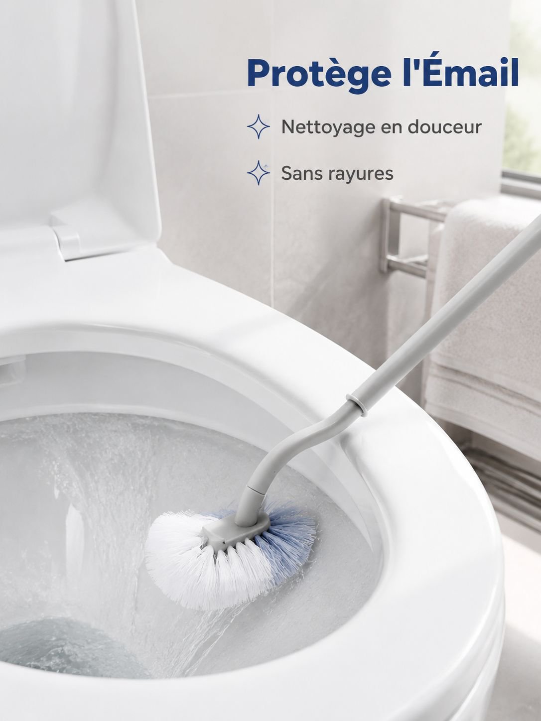 Brosse de toilette en silicone avec base de rangement compacte et élégante