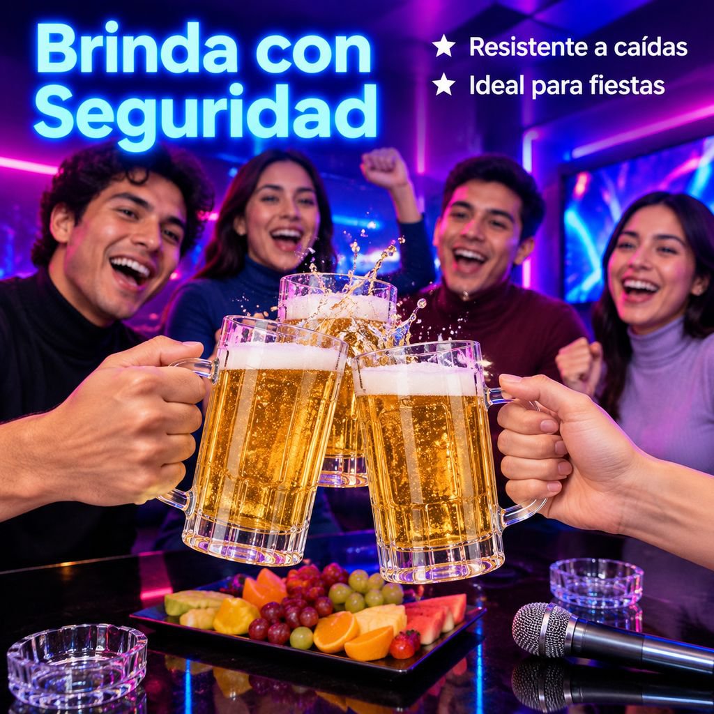 Jarra de cerveza de plástico PET 500ml con asa para KTV y bar