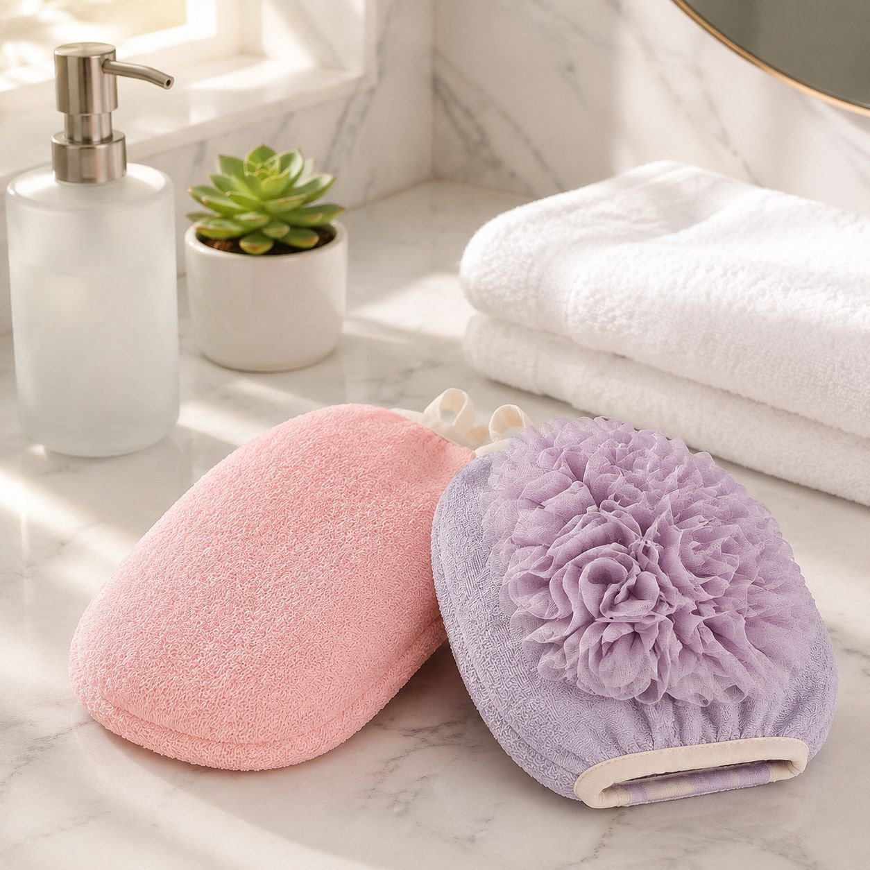 JMY Multifunctional 2-in-1 Bath Towel and Foaming Sponge