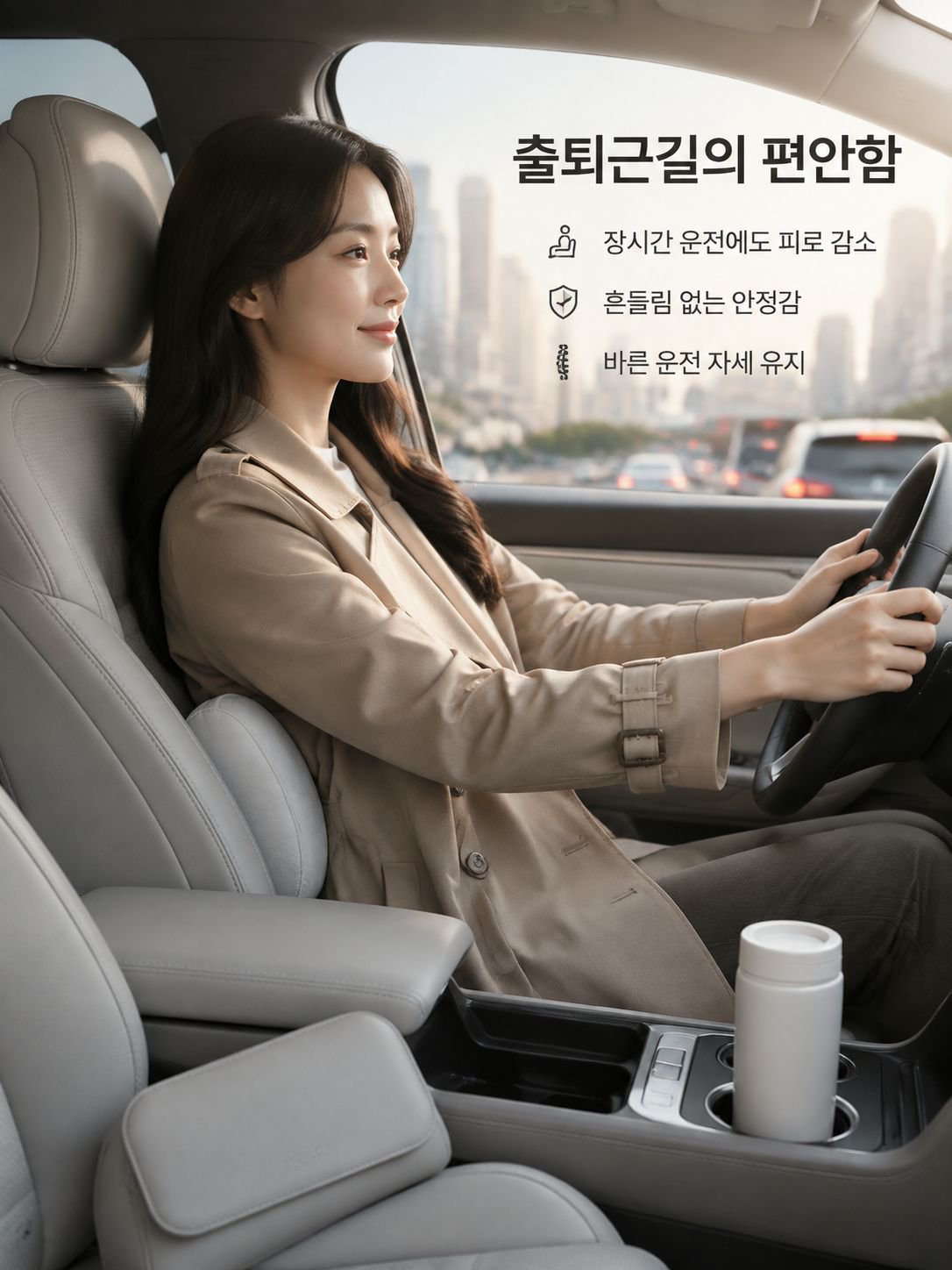 인체공학적 설계의 자동차 쿠션