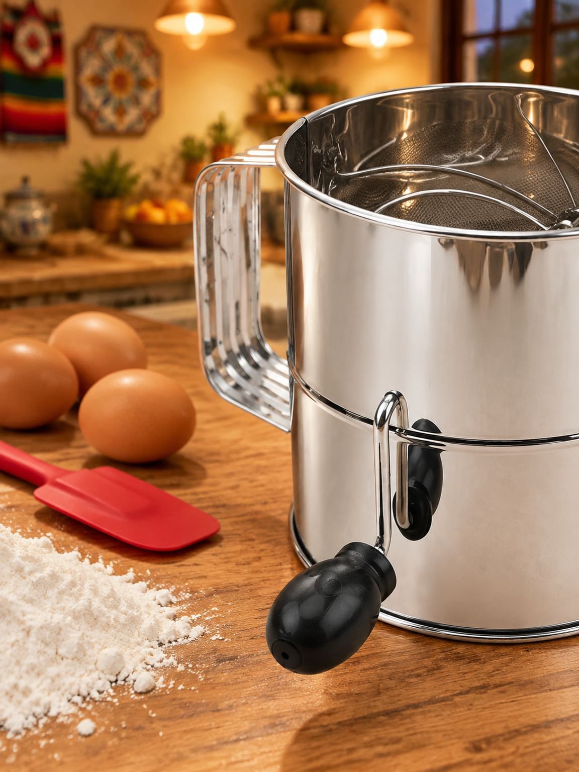 Utensilio de cocina en acero inoxidable resistente contra la corrosión.