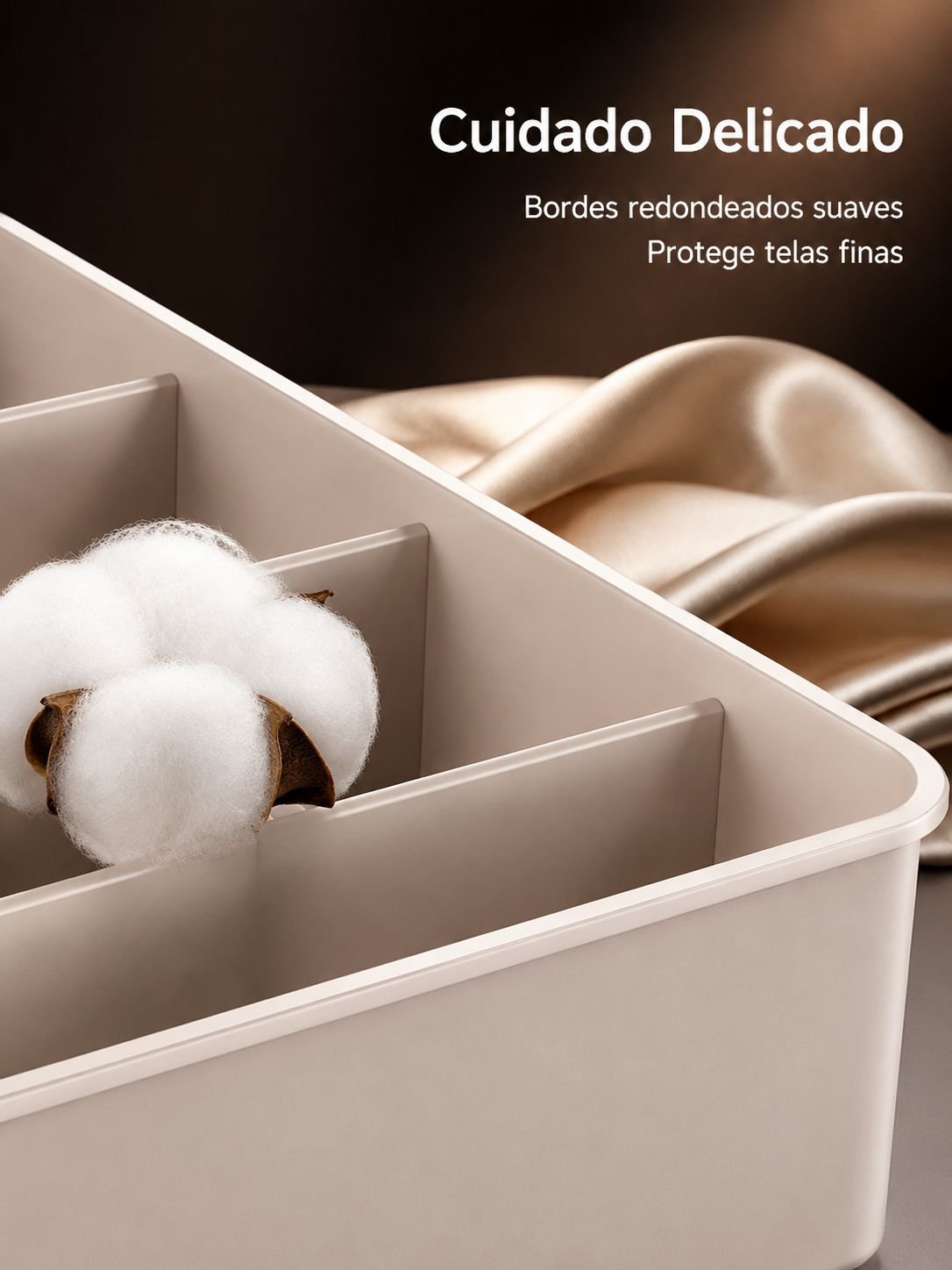 Detalle del material resistente y duradero de la caja organizadora