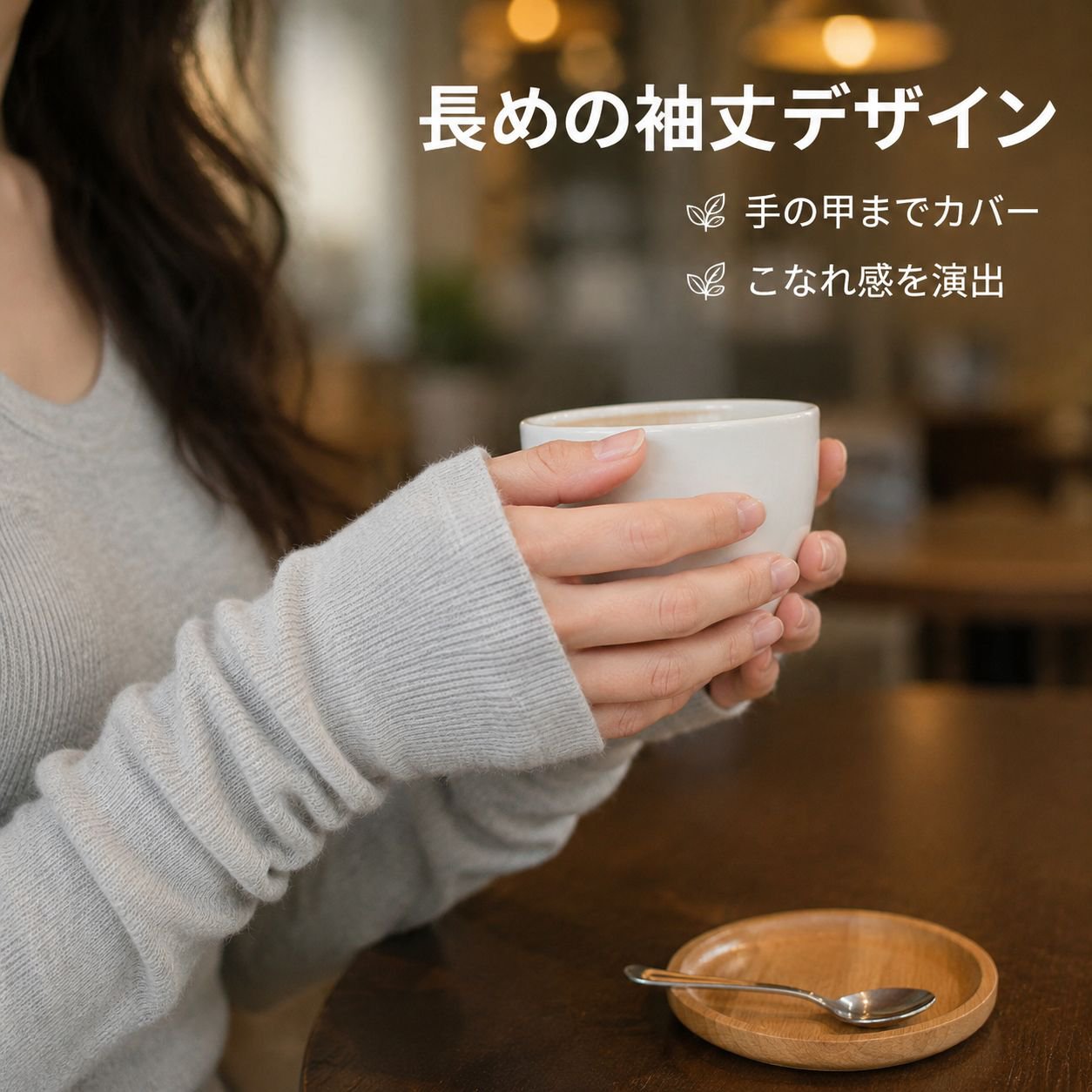 レディース スリムフィット 無地 長袖ニットトップス