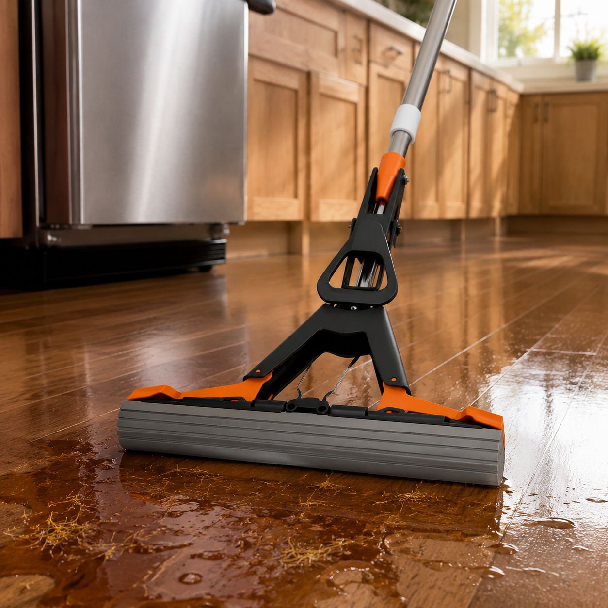 Household Lazy Folding Mop with Wringer, Self-Squeezing Mop