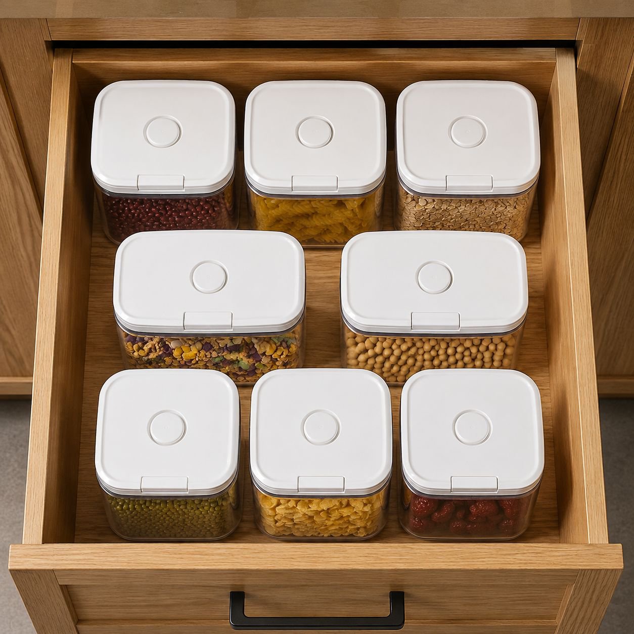 Airtight rice storage container with lid for kitchen use
