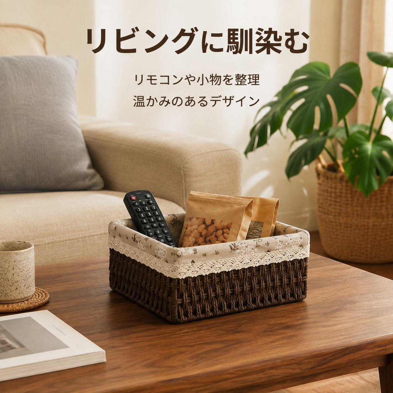 家庭用デスクトップ布製収納バスケット