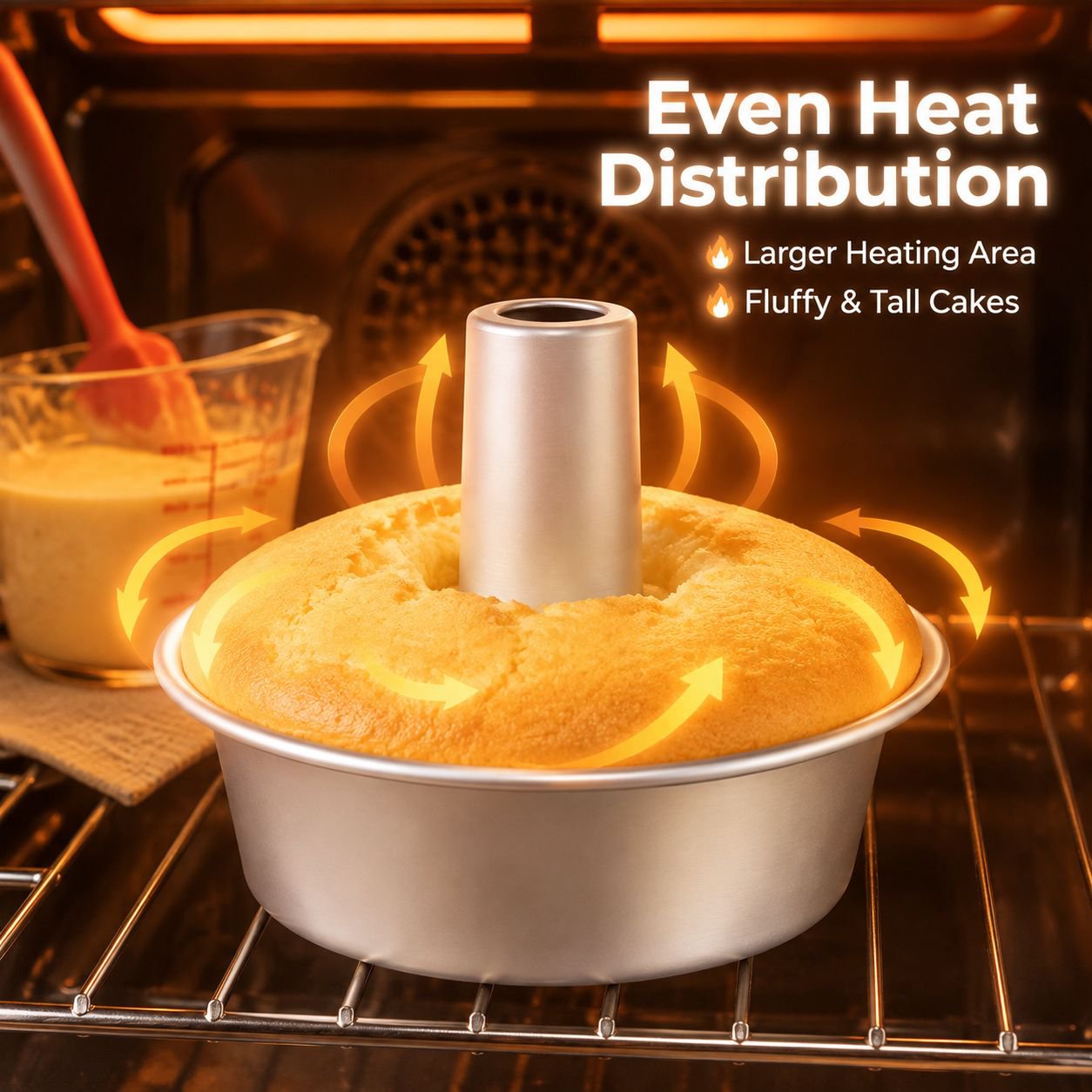 Household Aluminum Alloy Chiffon Cake Chimney Mold, Integrated Removable Bottom Cake Pan