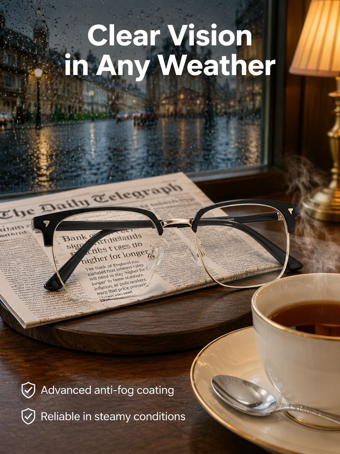 High-definition intelligent zoom half-rim reading glasses