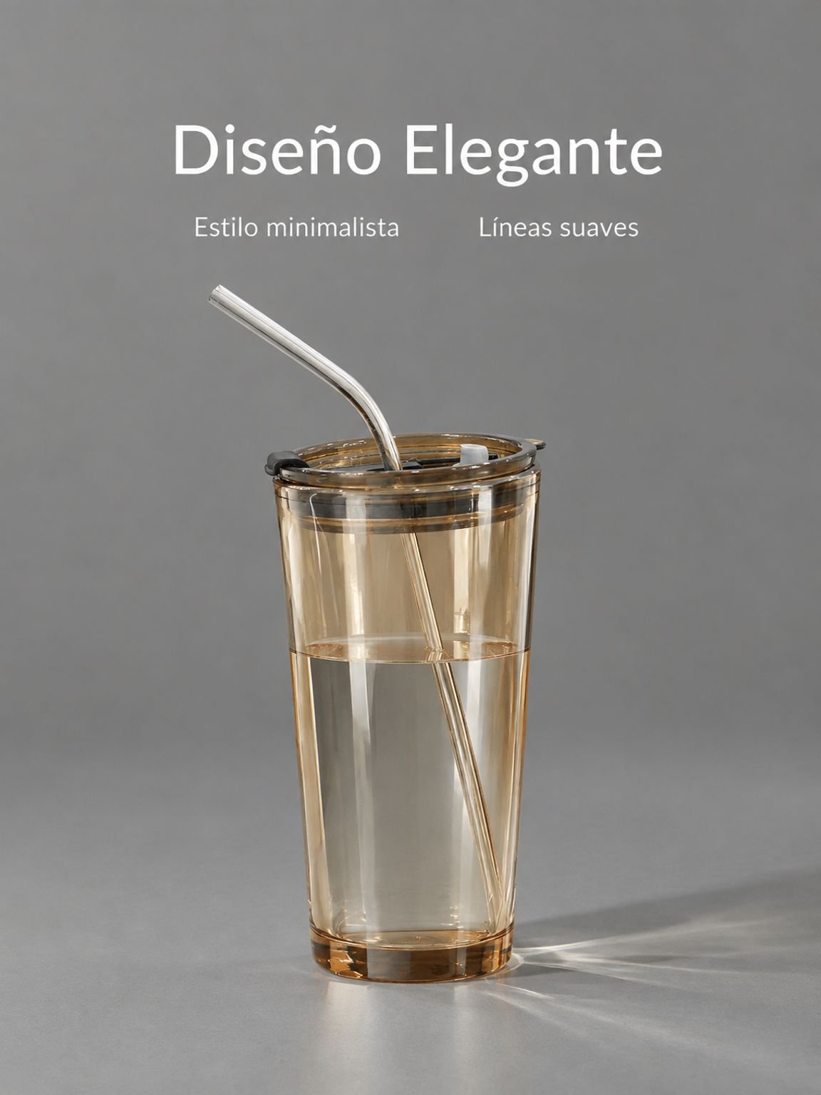 Vaso de vidrio con pajita reutilizable para bebidas