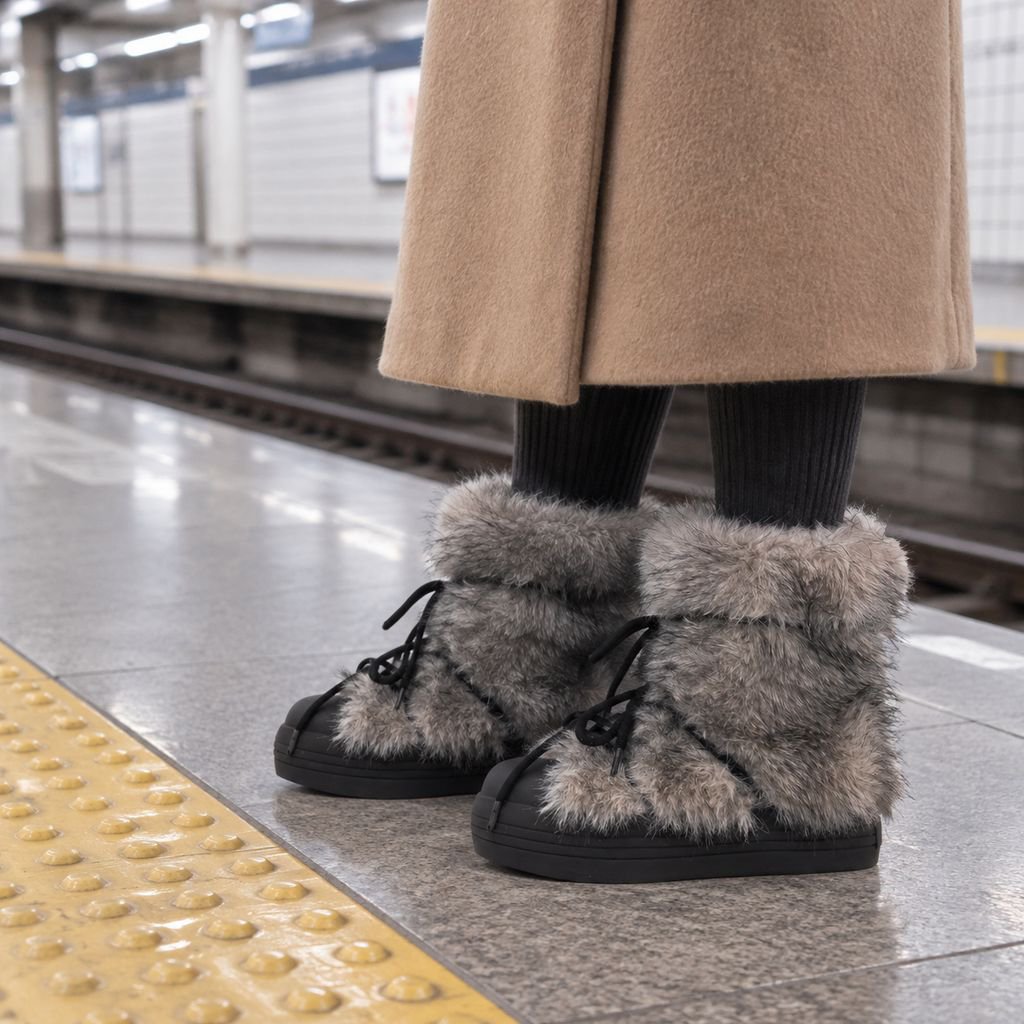 アウターウェア用のレースアップ暖かいコットンシューズ