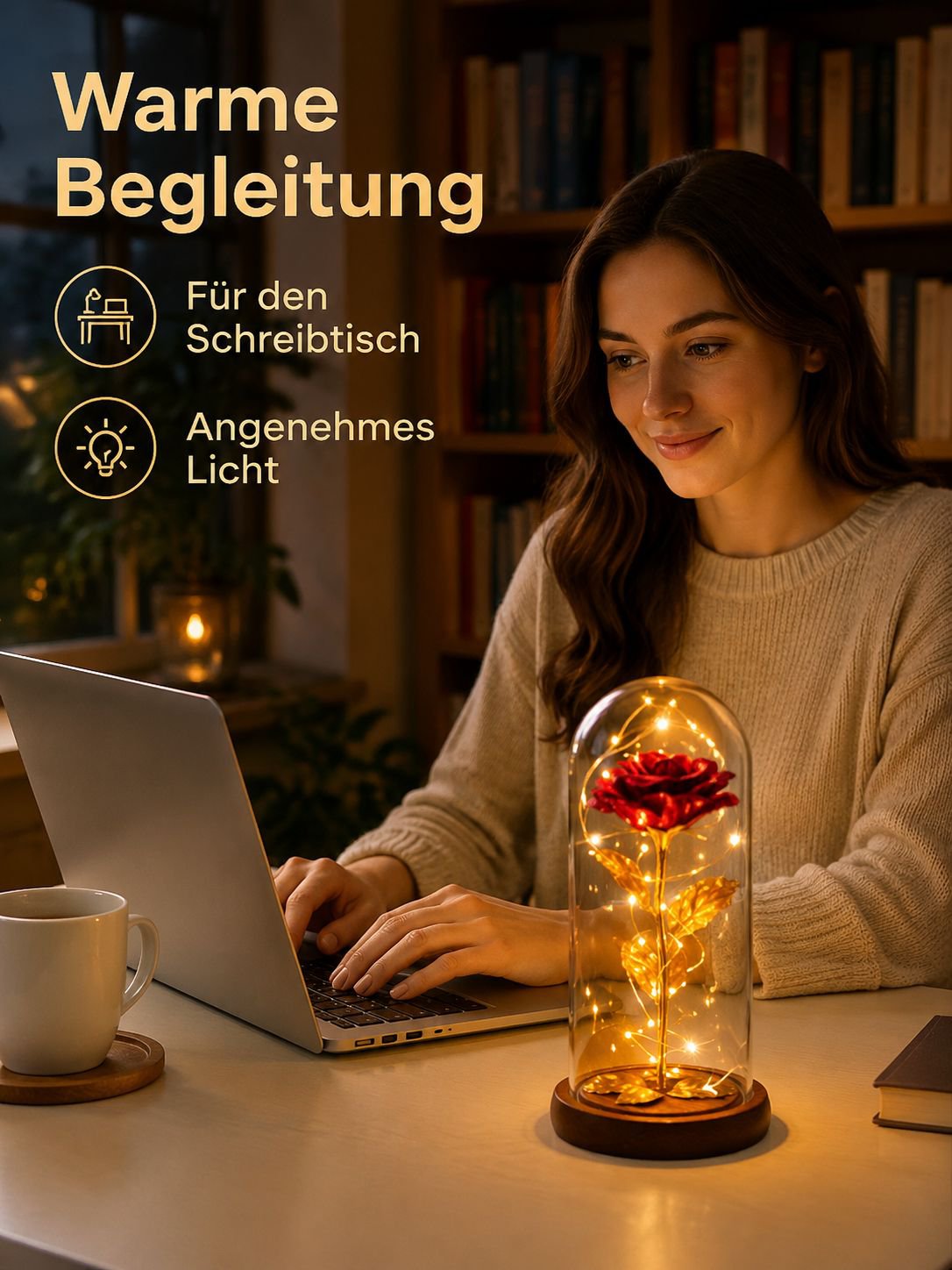 Glashaube mit Rose – edles Dekorationsobjekt