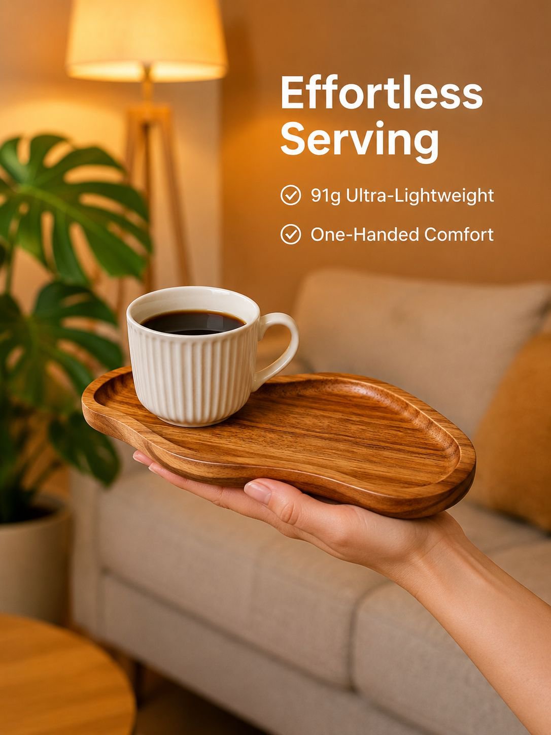 Acacia Wood Peanut-shaped Tray, Japanese Style Wooden Coffee & Tea Dessert Fruit Bread Tray