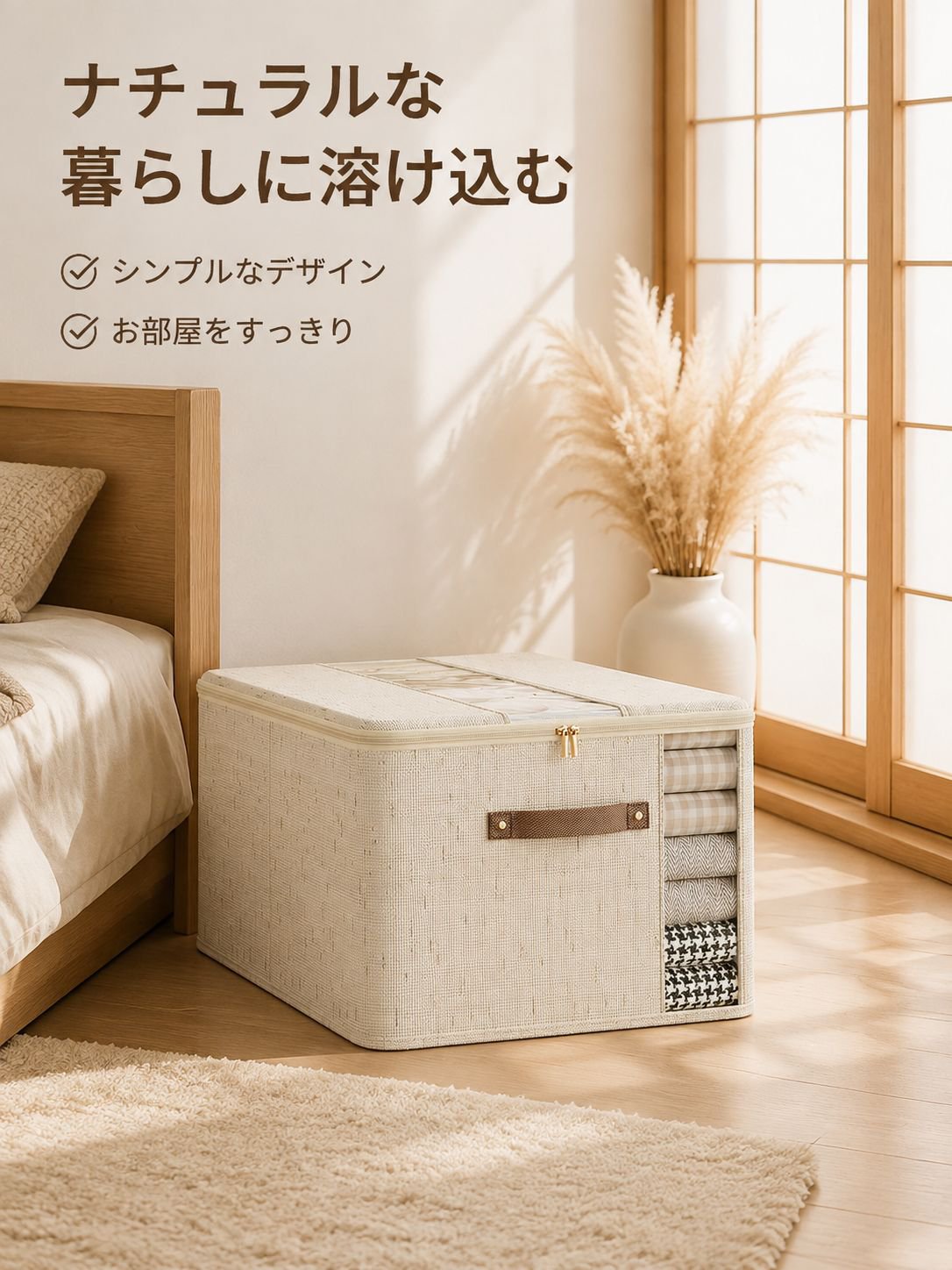 新型天山麻二重窓ジッパーボックス布団収納ボックス