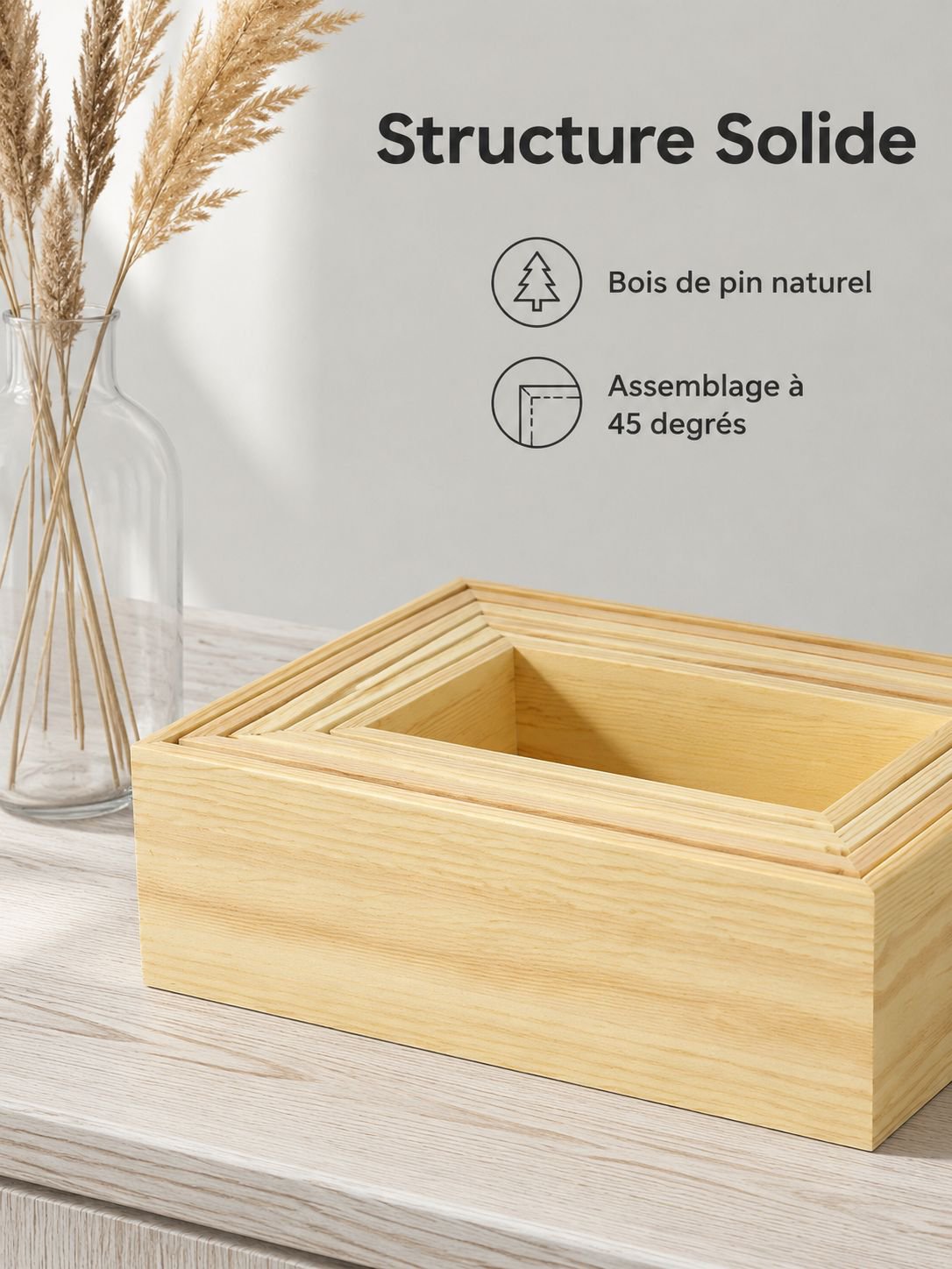 Boîte en bois naturelle pour une organisation optimale de vos documents